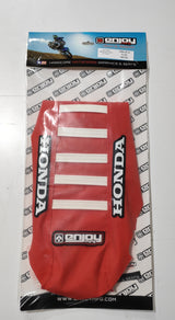 Enjoy Manufacturing Honda Sear Cover CRF 250 R 2022 CRF 450 R 2021 - 22 Ribbed  Logo, Red / White
