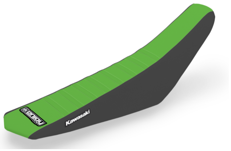 Enjoy Manufacturing Kawasaki Seat Cover KX 250 2021 - 2022 KX 450 2019 - 22 Ribbed  Logo, Black / Green / Green